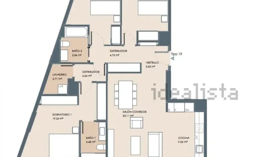 Apartamento de 2 dormitorios en Valencia, Spain No. 1356 № 3