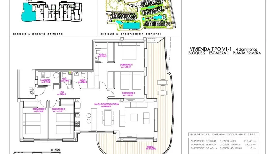 Apartamento de 4 dormitorios en Playa Flamenca II, España No. 1366