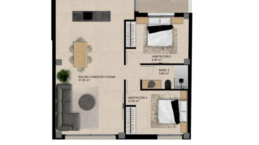 Apartamento de 2 dormitorios en Elche, España No. 1517 № 2