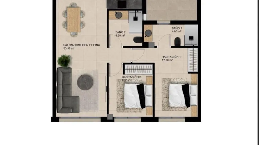 Apartamento de 2 dormitorios en Elche, España No. 1517 № 1